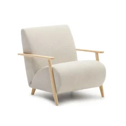 Kave Home Fauteuil Stof / Textiel|Fauteuil Meghan Chenille, kleur /Naturel Beige