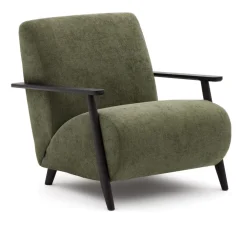 Kave Home Fauteuil Stof / Textiel|Fauteuil Meghan Chenille, kleur /Wengé Groen
