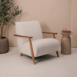 Kave Home Fauteuil Stof / Textiel|Fauteuil Meghan Chenille / Walnoot