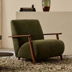 Kave Home Fauteuil Stof / Textiel|Fauteuil Meghan Chenille / Walnoot