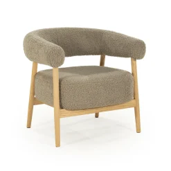 By-Boo Fauteuil Stof / Textiel|Fauteuil Mysa Teddy en eikenhout