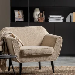 WOOOD Fauteuil Stof / Textiel|Fauteuil Bouclé / Teddy|Fauteuil Rocco Teddy Sand