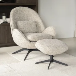 Eleonora Fauteuil Stof / Textiel|Fauteuil Bouclé / Teddy|Fauteuil Ryan Met hocker, Bouclé