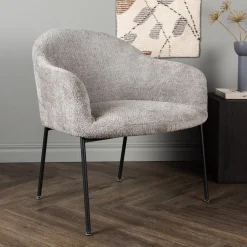 Nohr Fauteuil Stof / Textiel|Fauteuil Bouclé / Teddy|Fauteuil Sharise Bouclé, kleur Lichtgrijs