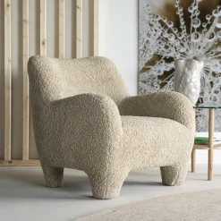 Eleonora Fauteuil Stof / Textiel|Fauteuil Bouclé / Teddy|Fauteuil Shaun Sheep stof, kleur Taupe