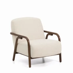 Kave Home Fauteuil Stof / Textiel|Fauteuil Sylo Chenille en walnoot