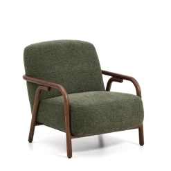 Kave Home Fauteuil Stof / Textiel|Fauteuil Sylo Chenille en walnoot