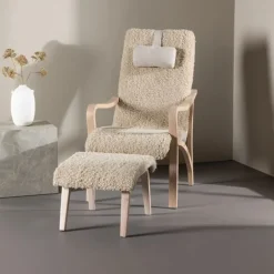 Nohr Fauteuil Stof / Textiel|Fauteuil Bouclé / Teddy|Fauteuil Tandra Sheep, Met voetenbank