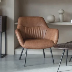 ZILT Fauteuil Leer / Kunstleer|Fauteuil Tristan Lederlook, kleur Bruin