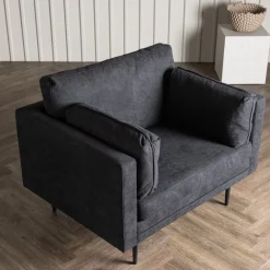 Nohr Fauteuil Stof / Textiel|Fauteuil Tylan Linnen, kleur Zwart