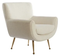 Light & Living Fauteuil Stof / Textiel|Fauteuil Bouclé / Teddy|Fauteuil Vinstra Bouclé Wit