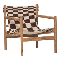 WOOOD Fauteuil Stof / Textiel|Fauteuil Zano Kelim stof en acaciahout Bruin