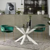 Kave Home Rechte Eettafel|Glazen eettafel Argo met wit onderstel, 160 x 90cm