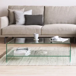 Kave Home Glazen Salontafel|Glazen Salontafel Burano met onderplank, 110 x 55 cm