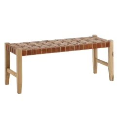 Kave Home Halbanken|Halbank Calixta Hout en leder, 120cm