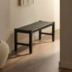 Kave Home Halbanken|Halbank Calixta Hout en leder, 120cm