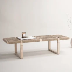 Nohr Halbanken|Halbank Kyson Whitewash 140cm Naturel