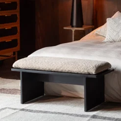 Dutchbone Halbanken|Halbank Shiho Rubberhout en Bouclé