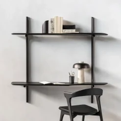 Ethnicraft Bureaus|Hangend Bureau PI Gevernist Mahoniehout, 140 x 48cm Donkerbruin