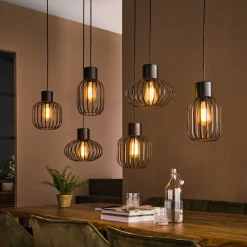 LifestyleFurn Hanglampen|Hanglamp Alexandro 6-lamps, Metaal Charcoal