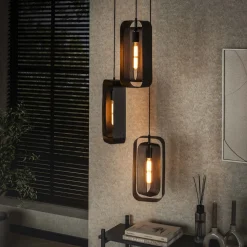 LifestyleFurn Hanglampen|Hanglamp Allyse 3-lamps, kleur Artic zwart