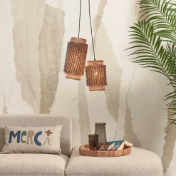 GOOD&MOJO Hanglampen|Hanglamp Bhutan 2-lamps, Bamboe, kleur Naturel
