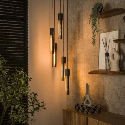 LifestyleFurn Hanglampen|Hanglamp Charnelle 5-lamps, Artic Black Artic zwart