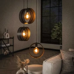 LifestyleFurn Hanglampen|Hanglamp Dalvin finish, 3-lamps Charcoal