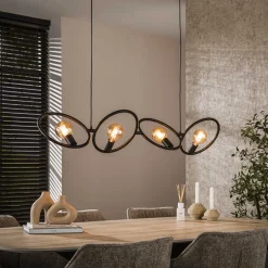 LifestyleFurn Hanglampen|Hanglamp Davion Artic black finish, 4-lamps Artic zwart