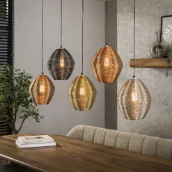LifestyleFurn Hanglampen|Hanglamp Dijon Web mix, 5-lamps Mat nikkel mix color