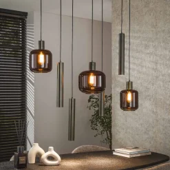 LifestyleFurn Hanglampen|Hanglamp Gill 4+3-lamps, kleur Sienna brown