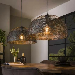 LifestyleFurn Hanglampen|Hanglamp Goran 2-lamps Zwart bruin
