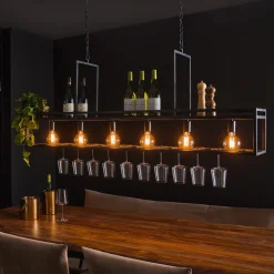 LifestyleFurn Hanglampen|Hanglamp Hani 6-lamps met wijnrek