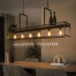 LifestyleFurn Hanglampen|Hanglamp Hani 6-lamps met wijnrek