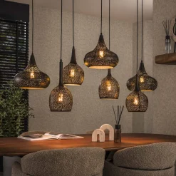 LifestyleFurn Hanglampen|Hanglamp Henson Artic black, 4+3-lamps Artic zwart