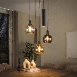 LifestyleFurn Hanglampen|Hanglamp Janetta Glas en metaal, 3+2-lamps