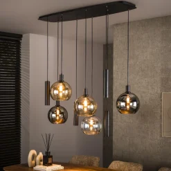 LifestyleFurn Hanglampen|Hanglamp Janetta Glas en metaal, 5+4-lamps