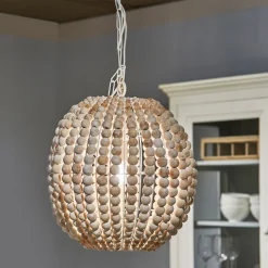 Rivièra Maison Hanglampen|Hanglamp Lattea Mangohouten kralen, 44cm Naturel