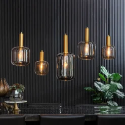 Light & Living Hanglampen|Hanglamp Lekar 5-Lamps, Antiek Brons/Smoke