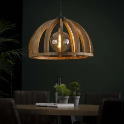 LifestyleFurn Hanglampen|Hanglamp Lindsay Ø60cm, Mangohout Massief mango naturel
