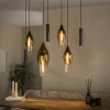 LifestyleFurn Hanglampen|Hanglamp Luvia Glas, 4+3-lamps, kleur Sienna Bruin