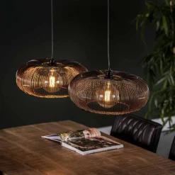 LifestyleFurn Hanglampen|Hanglamp Mallory Ø43cm, 2-lamps Zwart nikkel