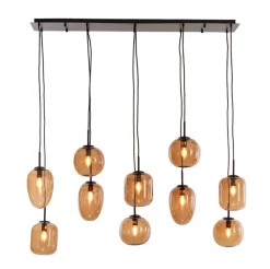 Light & Living Hanglampen|Hanglamp Mezza Glas, 10-lamps, kleur Bruin