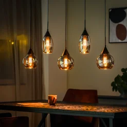 BASE Hanglampen|Hanglamp Nino 5-lamps, kleur Smoke