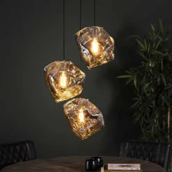 LifestyleFurn Hanglampen|Hanglamp Rock 3-lamps Chromed glas