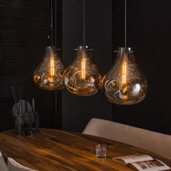 LifestyleFurn Hanglampen|Hanglamp Roshell 3-lamps, kleur Artic zwart