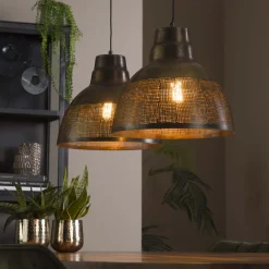 LifestyleFurn Hanglampen|Hanglamp Rubio 2-lamps, kleur Brons antiek