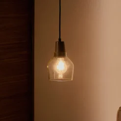 Kave Home Hanglampen|Hanglamp Silex Notenhout en glas, 13cm Grijs