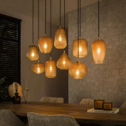 LifestyleFurn Hanglampen|Hanglamp Tamecka 9-lamps, kleur Amber