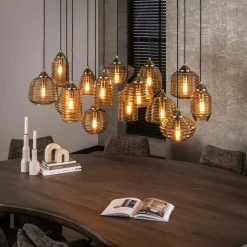 LifestyleFurn Hanglampen|Hanglamp Tiera 15-lamps, kleur Amber Amber color glas